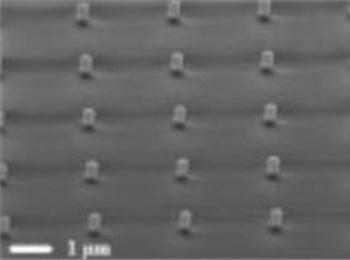 SEM images of AlGaAs nanodisks after oxidation of bottom AlAs layer